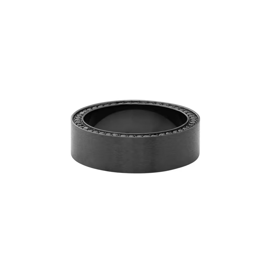 Lashbrook Men’s Black Diamond Eternity Band in Zirconium, 7MM