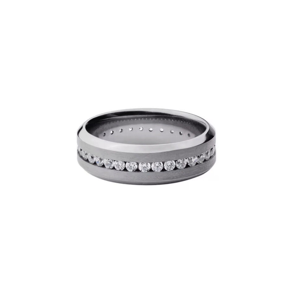 Lashrbook Men’s Lab Grown Diamond Channel-Set Eternity Wedding Band in Tantalum, 7MM