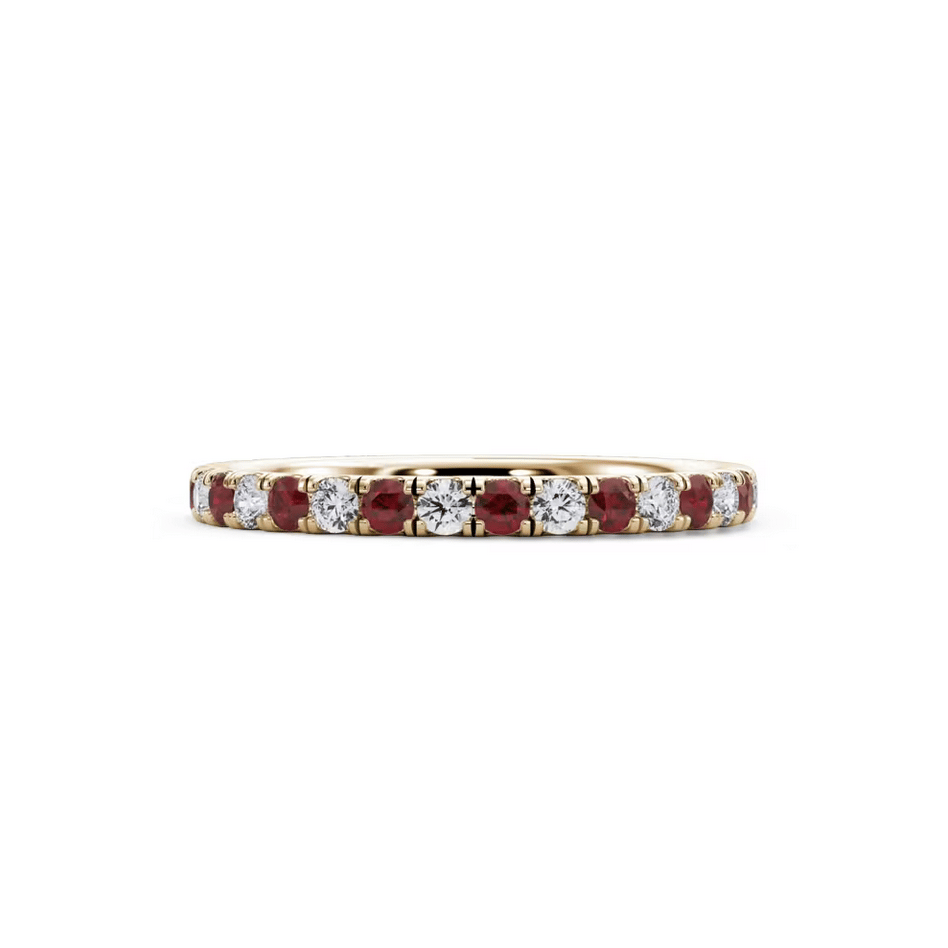 Lab Grown Diamond & Lab-Created Ruby Anniversary Band in 14K Yellow Gold (1/3 ct. tw.)