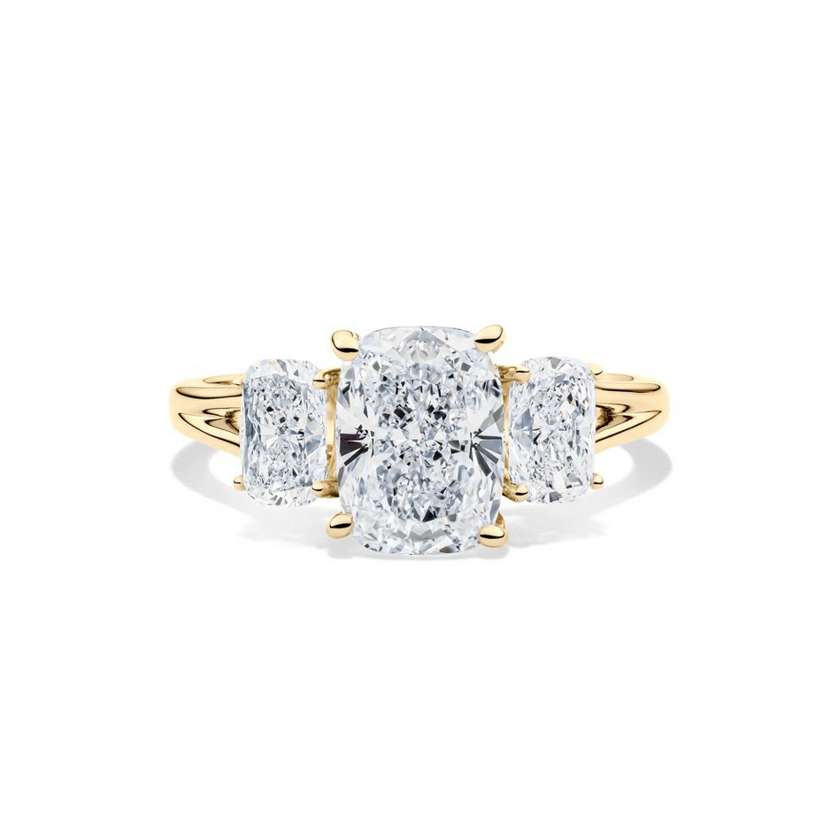 Lab Grown Diamond Three-Stone Engagement Ring in 14K Yellow Gold (3 ct. tw.)