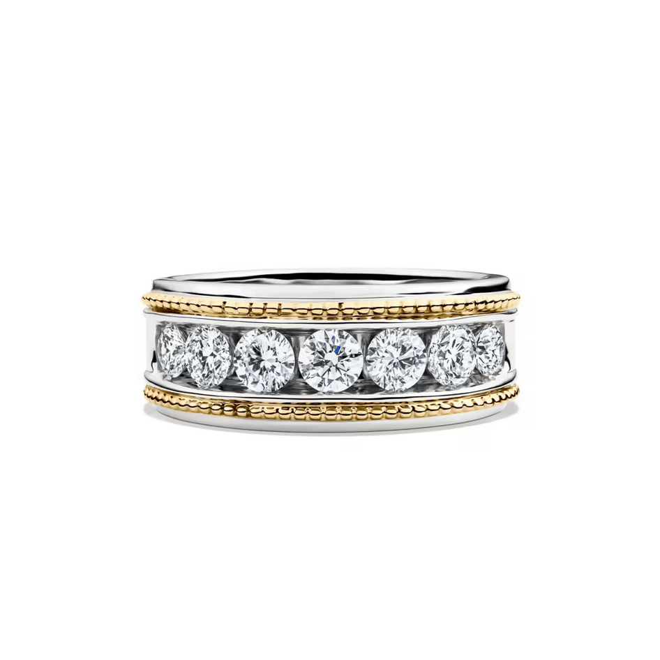 Men’s Lab Grown Diamond Band in 10K White and Yellow Gold (1 1/2 ct. tw.)