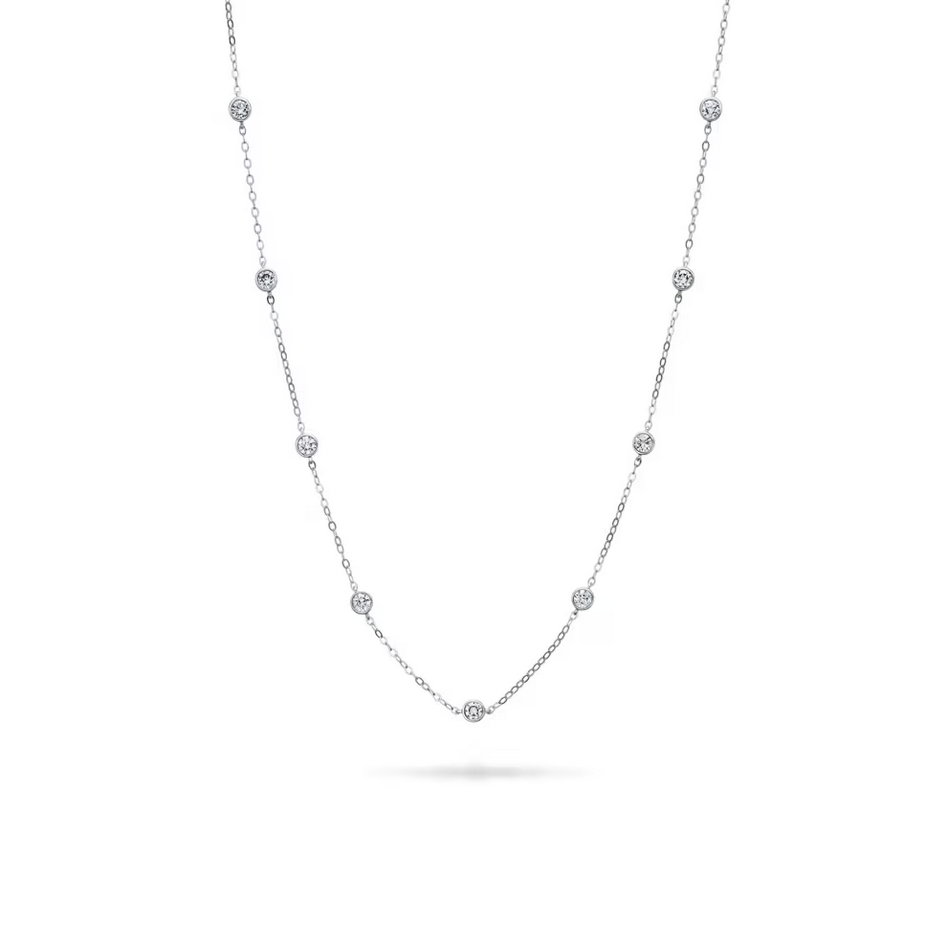Lab Grown Diamond Bezel Station Necklace in 14K White Gold (1 ct. tw.)