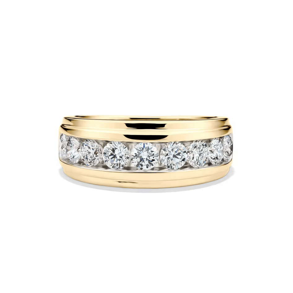 Men's Lab Grown Diamond Wedding Band in 10K Yellow Gold (2 ct. tw.)
