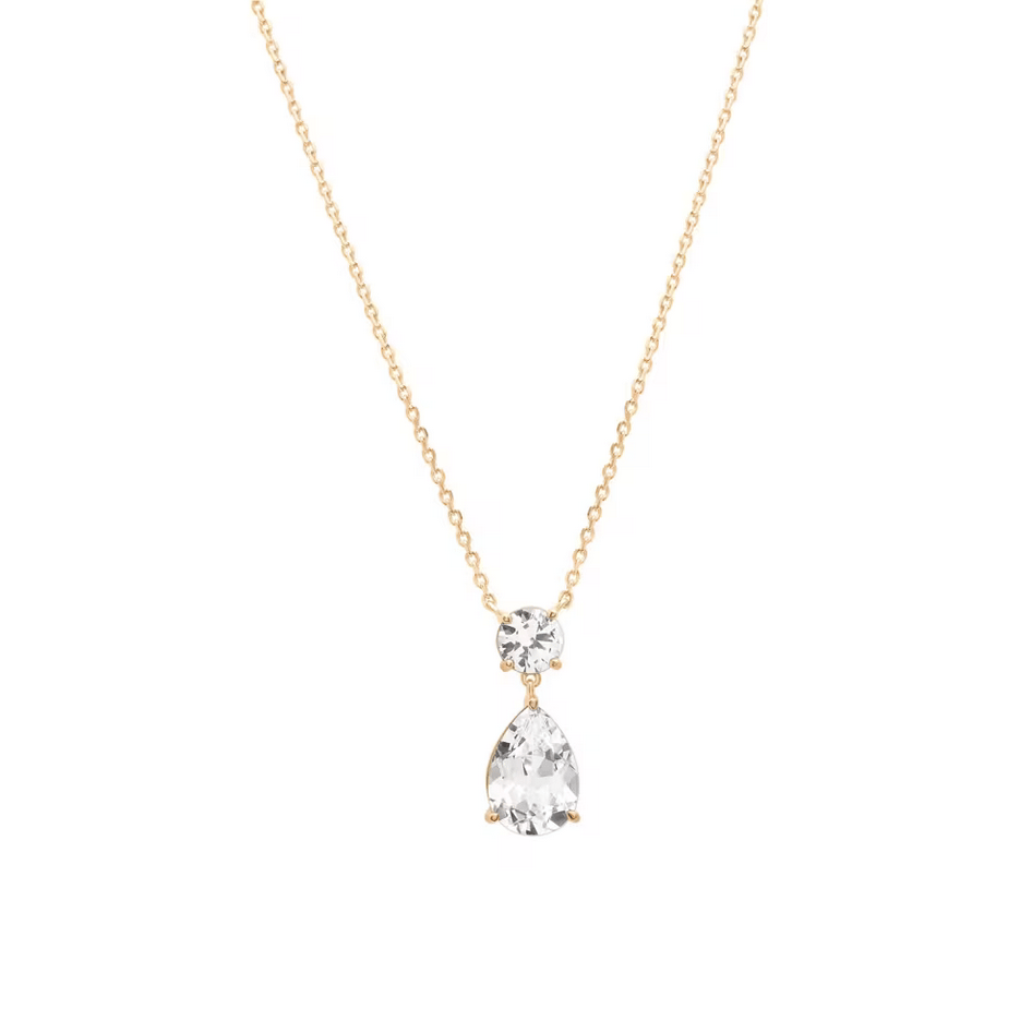 Lab-Created White Sapphire Drop Pendant in Vermeil