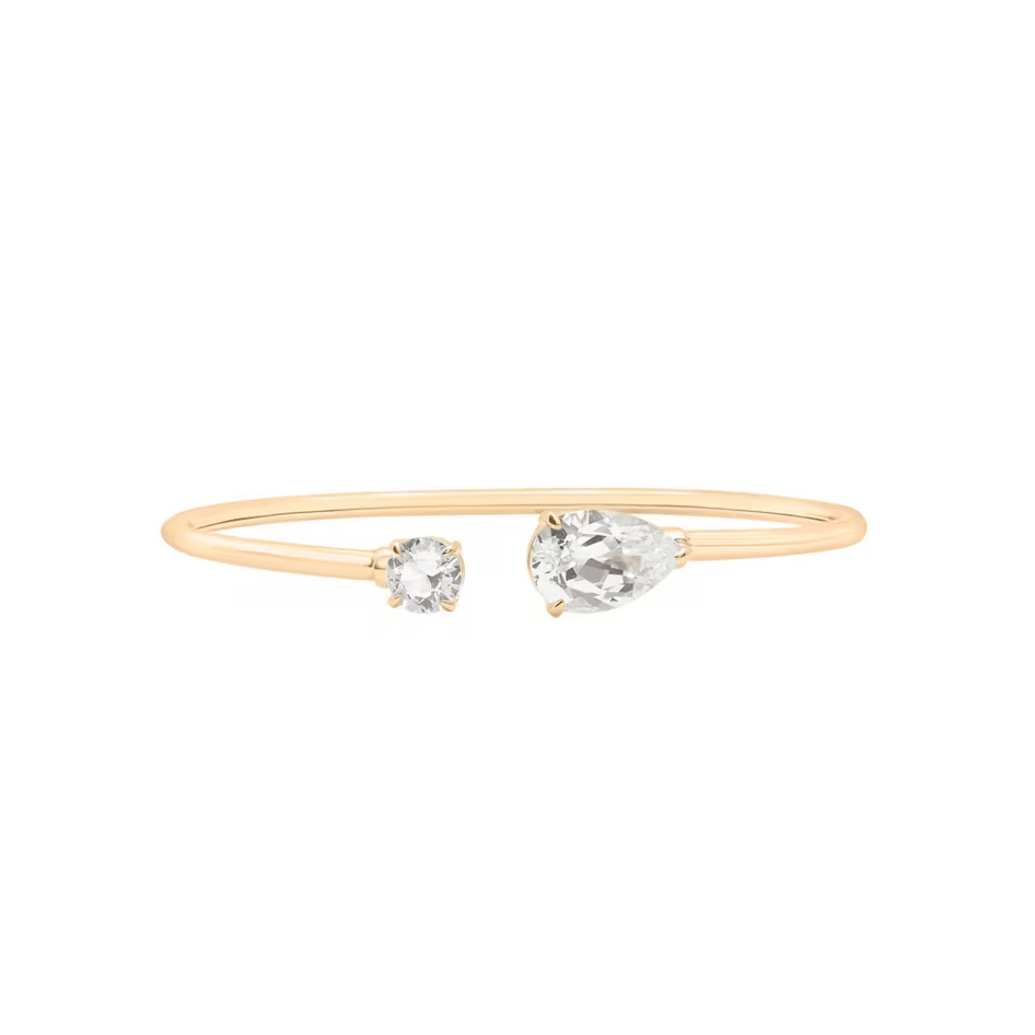 Lab-Created White Sapphire Toi et Moi Flex Bangle in Vermeil