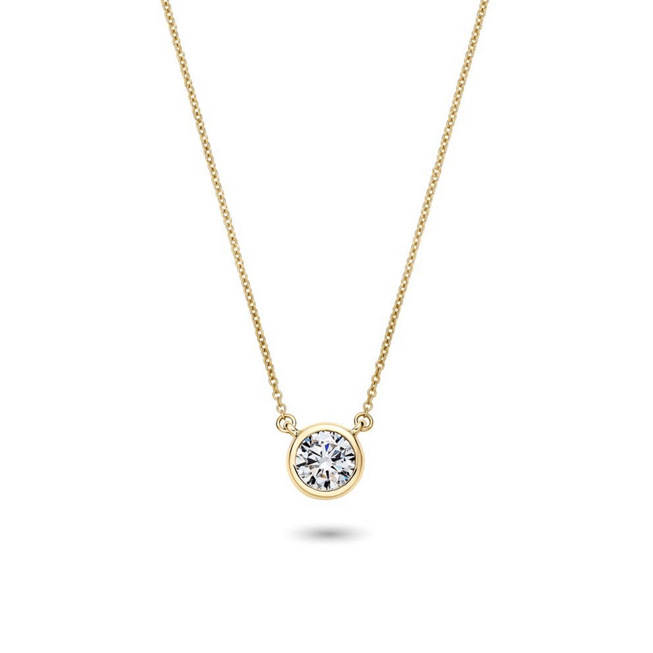 Lab Grown Diamond Bezel-Set Solitaire Pendant in 14K Yellow Gold (1 ct. tw.)