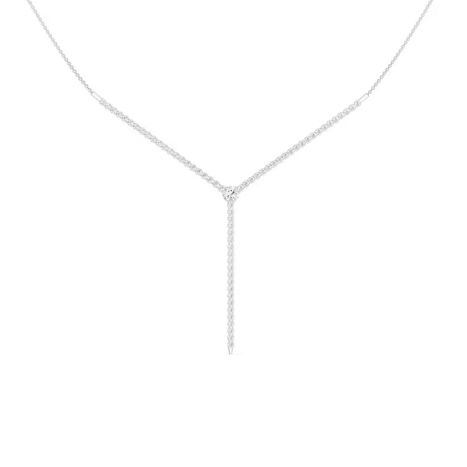 Lab Grown Diamond Round Lariat Necklace in 14K White Gold (1 ct. tw.)