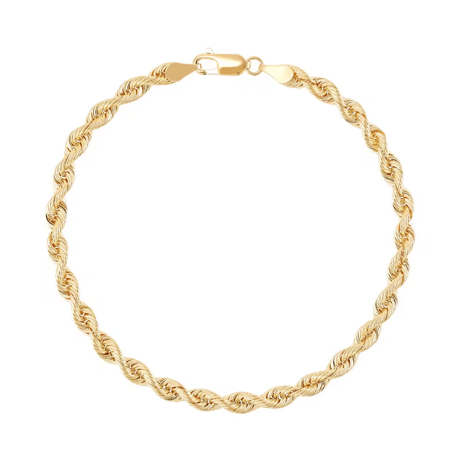 Solid Silk Rope Bracelet in 14K Yellow Gold, 4.3MM, 8.5"