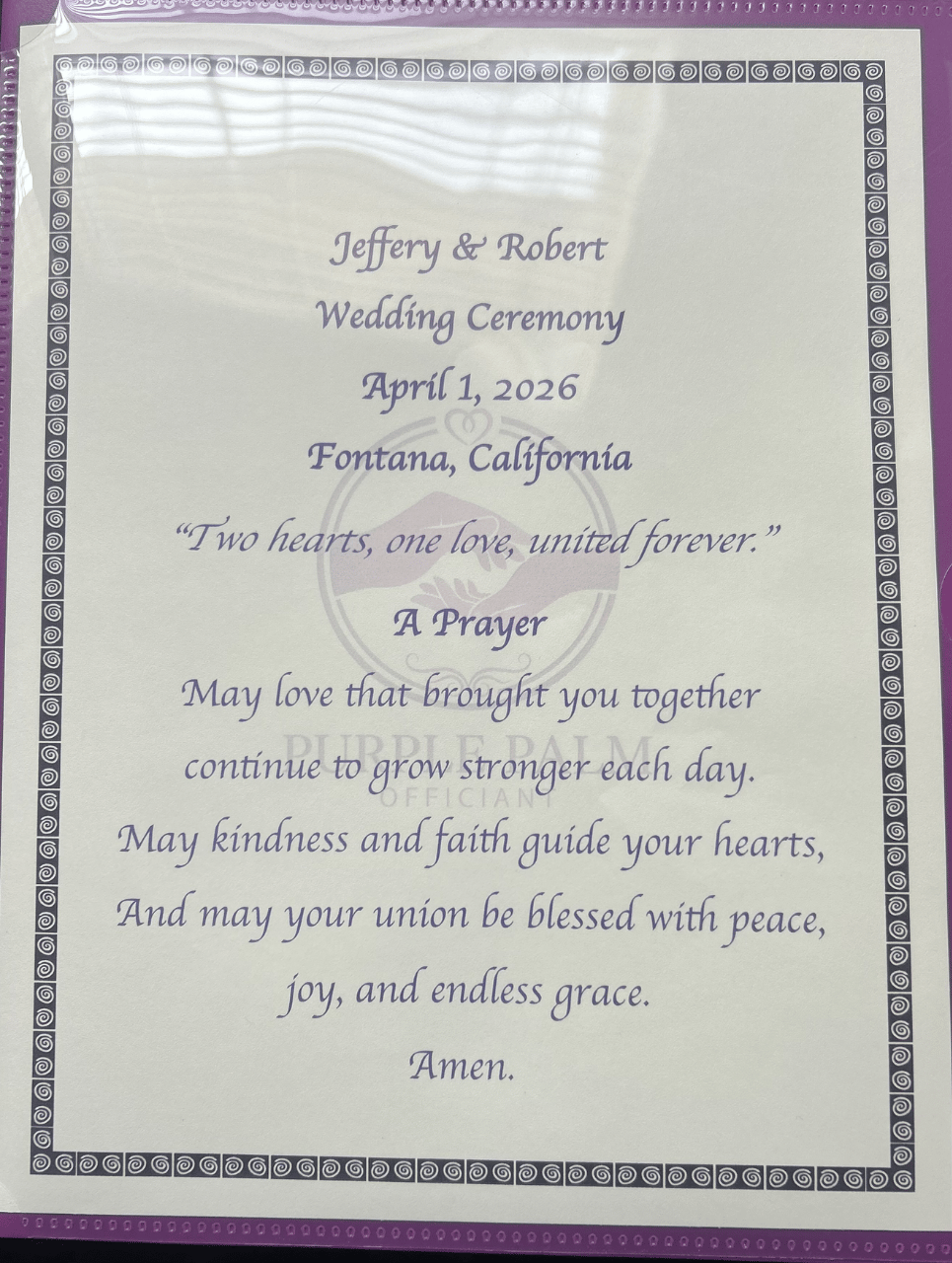 Purple Palm Notary and Wedding Services portfolio 1