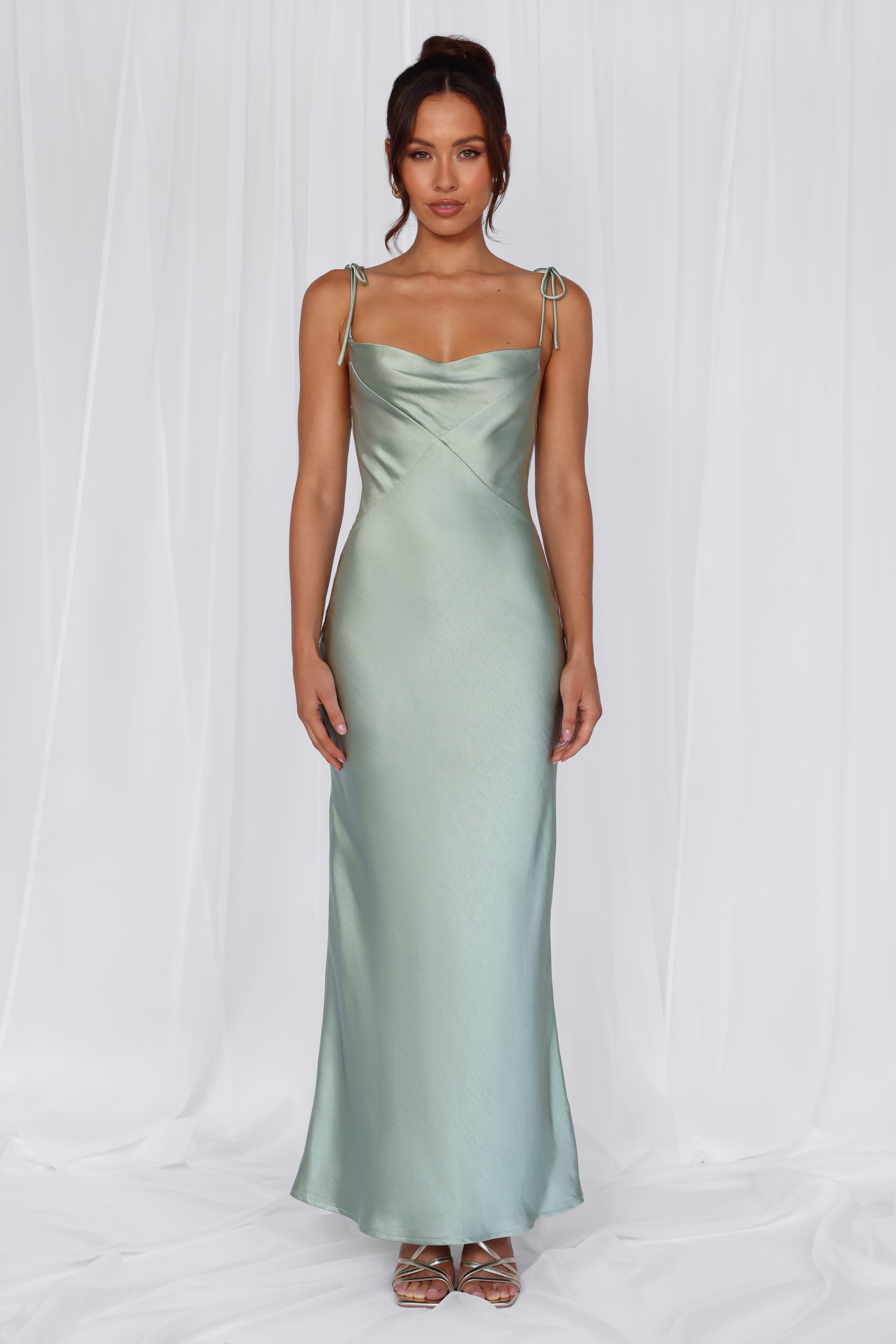 The Penelope Cowl Satin Maxi Dress Sage
