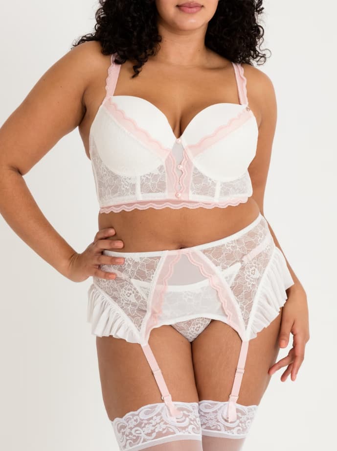 Lovehoney Plus Size Vintage Bliss Ivory Bra Set (3 Piece)