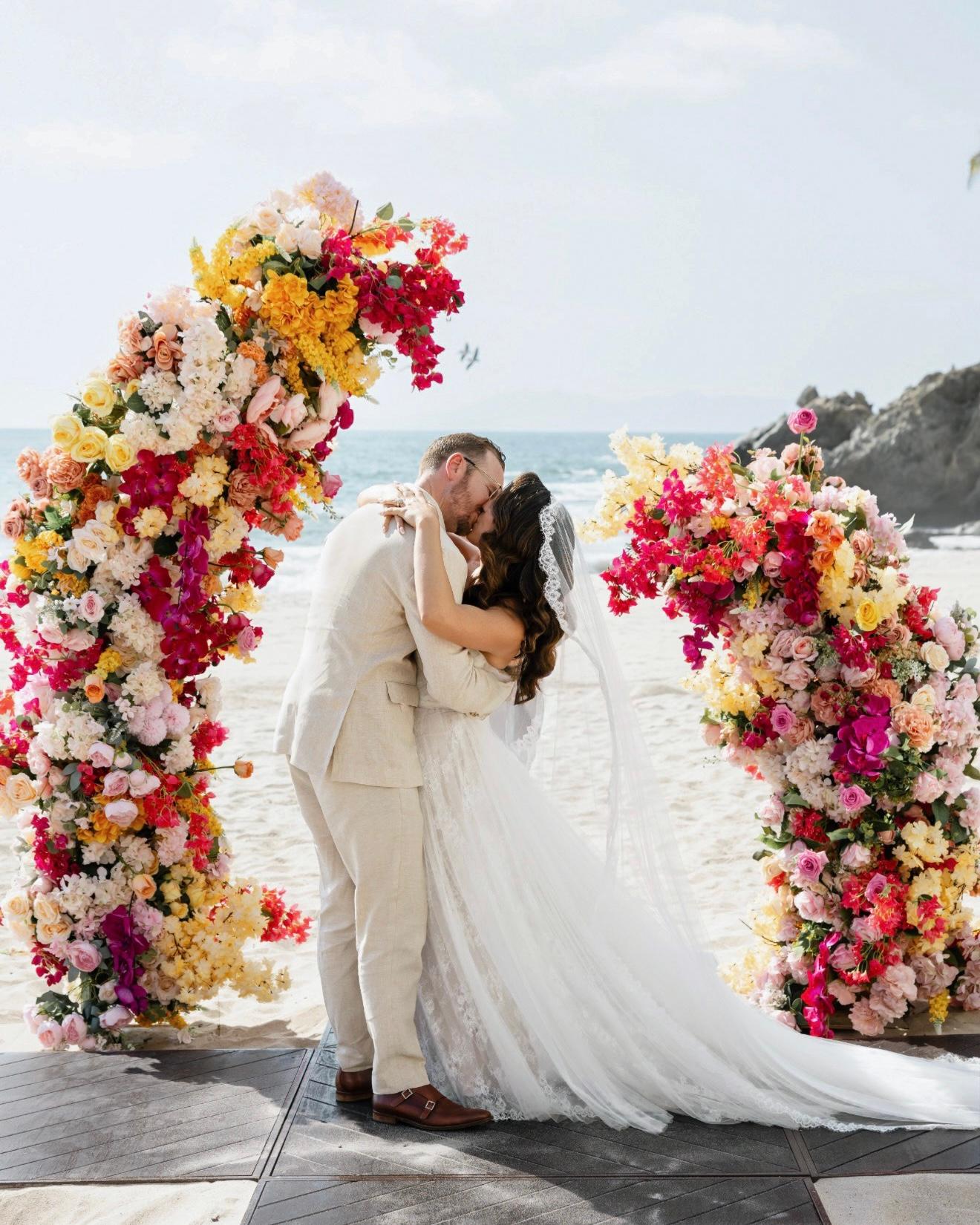 A Vibrant Beachside Wedding in Mexico Filled With Color